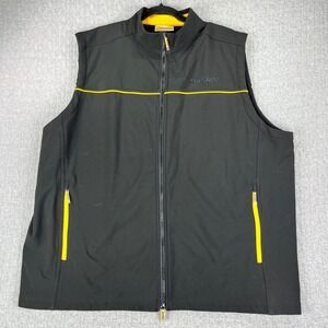 Stryker Vest Mens 2XL‎ Black Yellow Softshell Fleece Lined Full Zip Logo